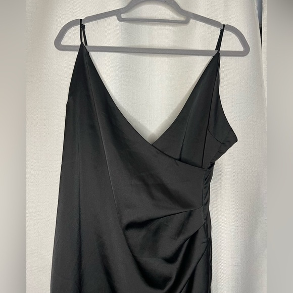 Cotton Candy LA Black Satin Asymmetrical Dress Large - Picture 4 of 9
